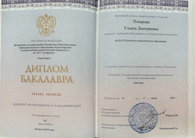 Диплом бакалавра, 2019